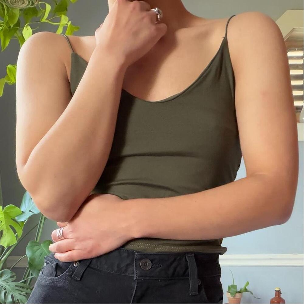 Olive green cami crop top